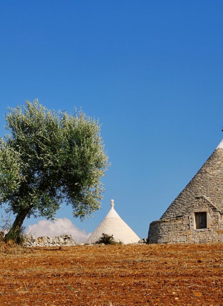 Trulli in het landschap van Puglia